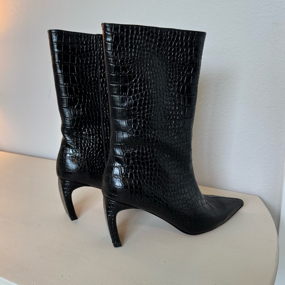 Alias Mae Jax Black Crocodile Mid Calf Boot - Picture 7 of 9